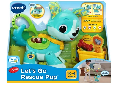 VTech Let's Go Rescue Pup Kids Toy Pet Dog Adoption Card and Accessories New - Image 1 of 2