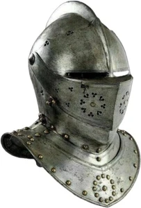 Elmetto armatura ravvicinata cavaliere medievale Best Look 18GA - replica torneo SCA LARP, - Foto 1 di 10