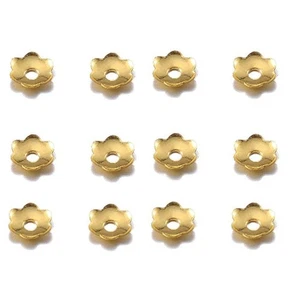 900 Pcs Metal Flowers Bead Caps Golden 4mm - Picture 1 of 8
