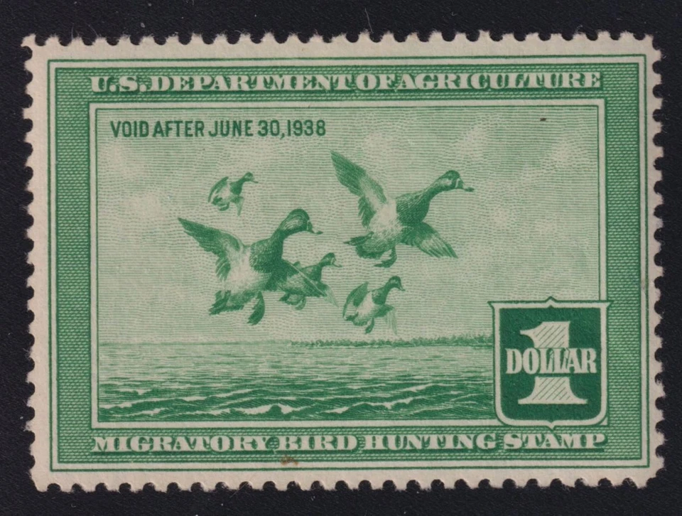 1937 Federal Duck Hunting Stamp Sc RW4 MLH OG Scaup Ducks CV $140 (EF - Image 1 of 1