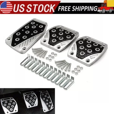 Car Foot Pedals Pad Cover For Brake Clutch Accelerator Trim Aluminium Alloy+ PVC - Image 1 of 4