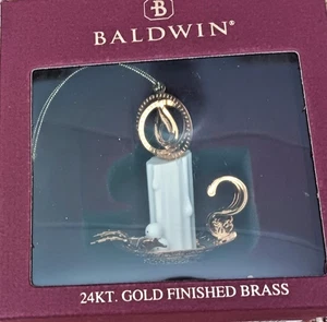 NEW Baldwin 24 KT Gold Finished Brass Candle Ornament in original box - Picture 1 of 3