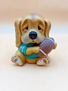 Enesco Football Puppy Piggy Bank Critter Sitters Green Jersey Korea Savings Bank - Picture 1 of 9