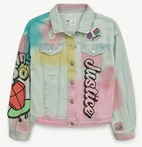Justice Girls Ring Pop Bazooka Collab Denim Jacket NWT XL - Picture 1 of 7