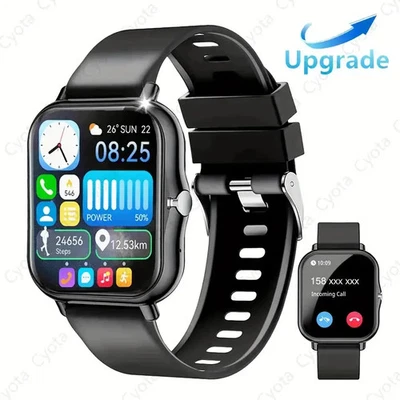 Умные часы Y13 1,69 дюйма с полноцветным сенсорным экраном фитнес-трекером и Bluetooth-звонком черные - Изображение 1 из 4