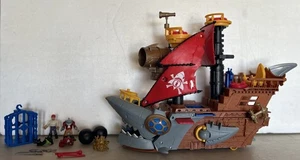2015 Fisher Price Imaginext Shark Bite Pirate Ship Pirates Cannonballs Missiles - Picture 1 of 14