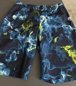Op Swim Shorts Blue Smoke Swirls Graphic Mesh Lined Mens Size XXL/2X - Picture 1 of 12