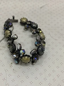 Vintage Regency Strass Armband. Blaue Aurora Borealis Steine, Kunstperlen - Bild 1 von 20
