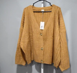 NUEVO CON ETIQUETAS A New Day Cárdigan Tejido Acanalado 2X 3 Botones Color Camel Cuello en V Suave - Imagen 1 de 3