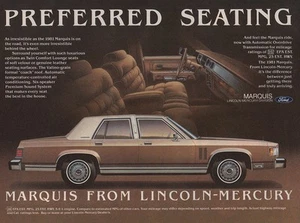 1981 Lincoln Marquis: Preferred Seating Vintage Print Ad - Picture 1 of 1