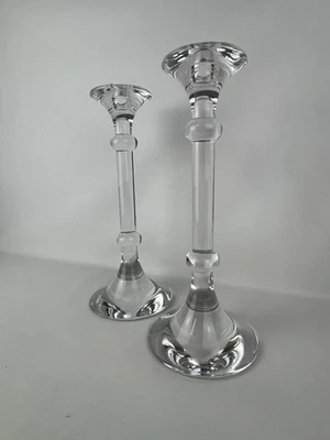 VAL ST LAMBERT Lg Pair of Crystal “Ingo” Candlestick Holders - 13 Inch - Signed - Image 1 of 4