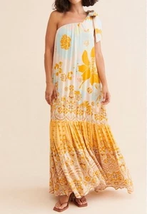 Vestido Free People Talla M COTE D AZUR Un Hombro Fluido Maxi Combo de Té - Imagen 1 de 10
