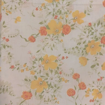 复古 JCPenney 黄色花卉双床单 2 盒棉混纺美国小屋芯 — 第 1/4 张图片