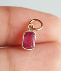1Ct Emerald Cut Lab Created Pink Ruby 14K Yellow Gold Plated Solitaire Pendant