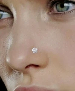 Fashion - Thin Gauge Flower Shape Nose Ear Ball End Stud Celebrities Choice - Imagen 1 de 5