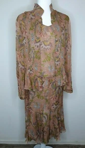 AKRIS Women's 3 Piece Skirt Jacket Tank Set Size 8 Silk Flowy Lined Romantic - Picture 1 of 12