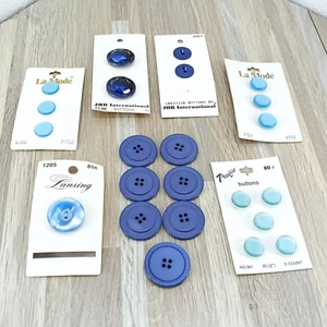 Button Lot Shades of Blue On Card & Loose Sewing Craft Closures - Picture 1 of 11