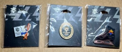 Salt Lake City 2002 XIX Winter Olympics Aminco Lapel Pins Ski Angel, Ice Skates - Image 1 of 2