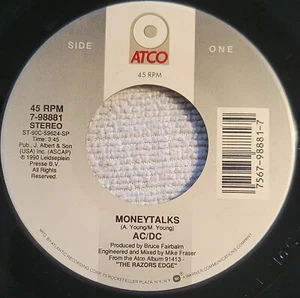 AC/DC "Moneytalks / Borrowed Time" VG+ - Picture 1 of 3