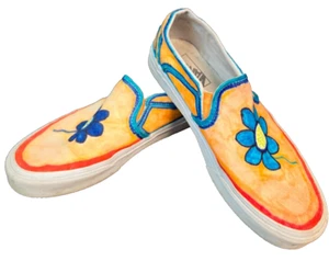 Vans Damenschuhe Größe 7,5 Off The Wall handbemalt maßgefertigt Blumenmuster Slipper Schlittschuh - Bild 1 von 8