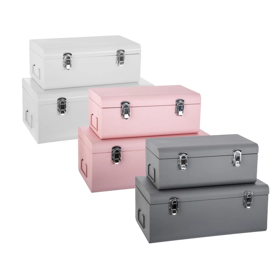 Aufbewahrungsbox Truhe Kisten Box 2 Stück Metall Kisten - Bild 1 von 1