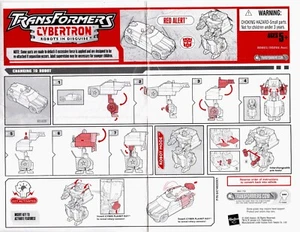 Transformers Cybertron Red Alert Instruction Sheet Hasbro 2005 - Picture 1 of 1