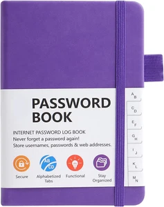 A6 Password Book Alphabetical with Tabs, Hardcover Password Keeper Book, Pass... - Picture 1 of 15