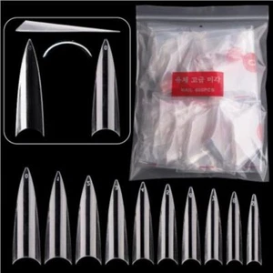 600pcs Extra Long Coffin Stiletto False Nail Tips Gel Half Cover Tips Fake Nails - Picture 1 of 7