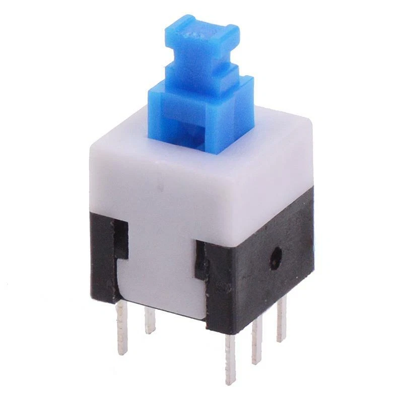SWITCH ELECTRONICS 8x8mm Latching PCB Push Button Switch DPDT