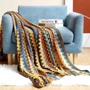Boho Zigzag Throw Blanket – 50" x 60" | 4 Vibrant Colors - Picture 1 of 19