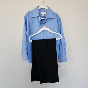 Cat and Jack 2 Piece Set Size 4 Dress Pants & Button Down Dress Shirt Black Blue - Picture 1 of 8