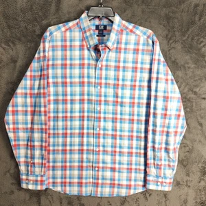 Cutter & Buck Shirt Adult Extra Large Blue Red Plaid Long Sleeve Button USA Mens - Picture 1 of 15