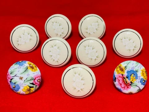 9 Vintage Porcelain Knob Pulls Cover