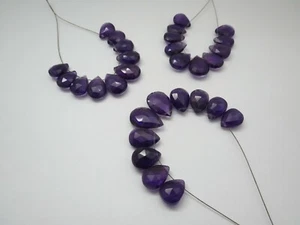 Natural Gemstone Amethyst Teardrop Beads Faceted 10 Pieces Briolettes - Picture 1 of 5