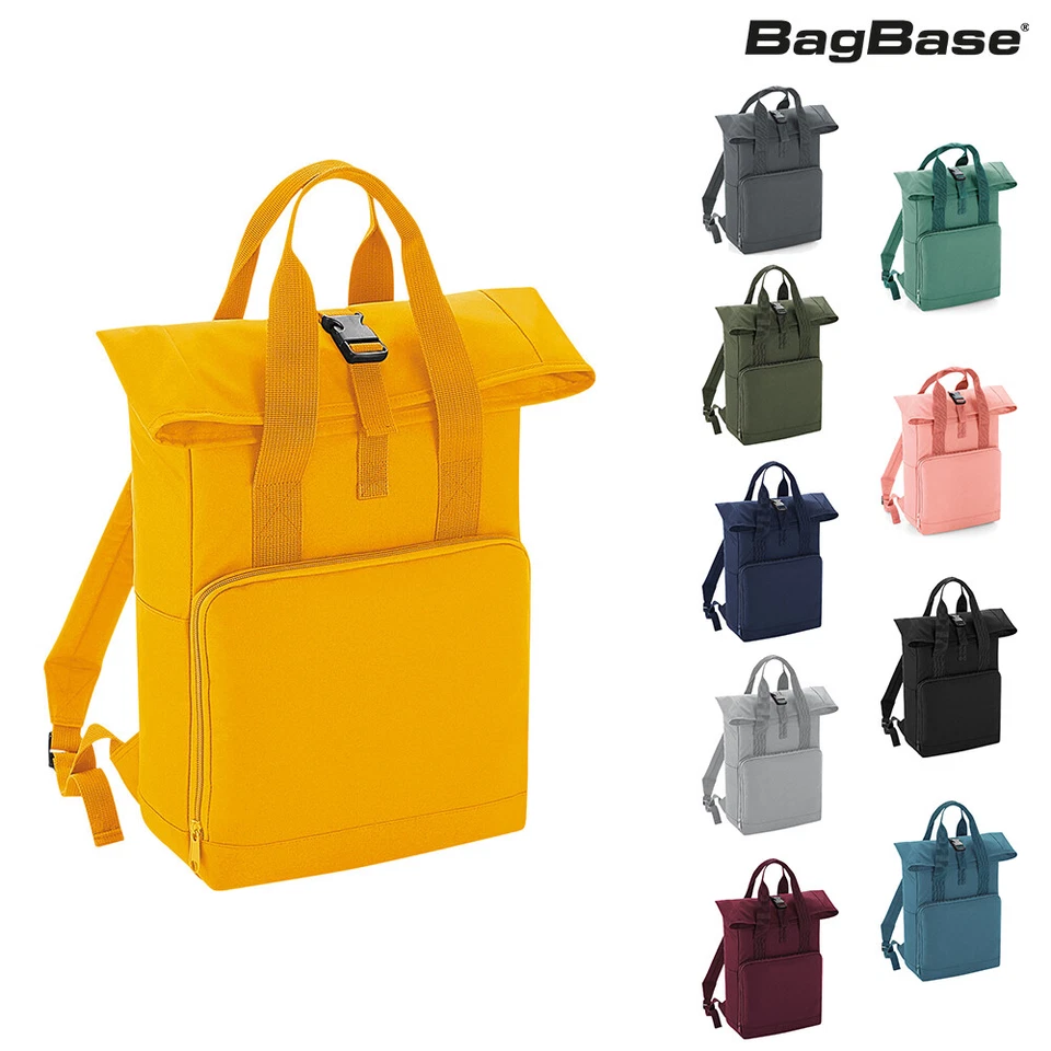 BagBase Double Poignée Roll-Top Sac À Dos BG118 - Polyester En Voyageant Sac - Photo 1/1