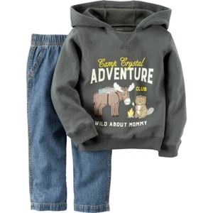 Carter's Boys Camp Crystal Adventure Hooded Pullover & Denim Pants 2pc Set $28 - Picture 1 of 1
