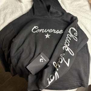 Black Converse Pullover Hoodie with Silver Lettering Back to school ready - Picture 1 of 4