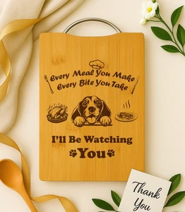 Beagle Gravur Bambus Schneidebrett Weihnachtsgeschenk personalisiert Hund Mama Deko - Bild 1 von 4