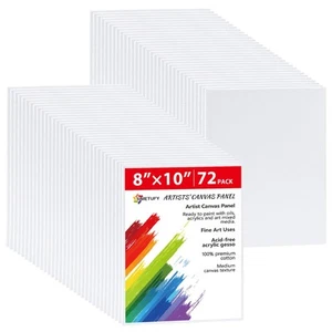 72 Pack 8 x 10 inch Canvas Boards for Painting Flat Canvas Panels Bulk Value ... - Picture 1 of 9