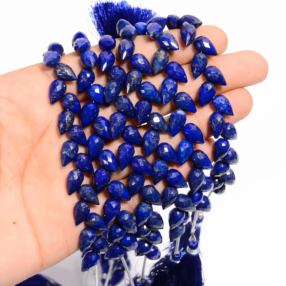 Lapis Lazuli Gemstone Teardrop Shape Faceted Beads 10X6 mm Strand 4" UGB-770 - Image 1 of 4