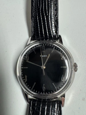 Timex 2018 Marlin Wind Up Reissue 34MM Blackout TW2T18200 With Boxes Runs Good - Image 1 of 4