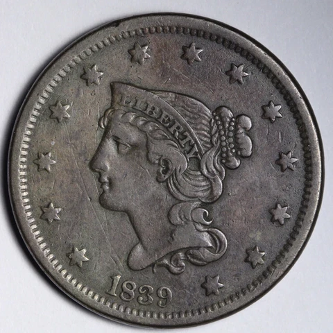 1839 Braided Hair Large Cent CHOICE XF E145 THX Cover