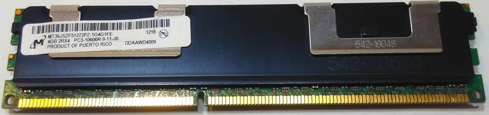 MEMORIA RAM 4GB 2Rx4 PC3 10600R DDR3 1333MHz FB-DIMM MT36JSZF51272PZ MICRON - Immagine 1 di 1