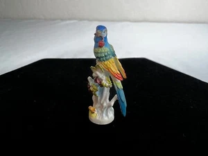 Vintage Goebel Olszewski Meissen Miniature Parrot Cherries Figurine Dollhouse - Picture 1 of 12