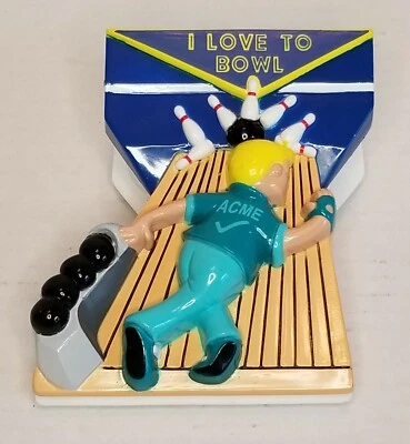 Lote de 3 "I LOVE TO BOWL" Refrigerador Sonido Magnético Chip Clip Acme 1998 Nuevo de Lote Antiguo Foto 1 de 4