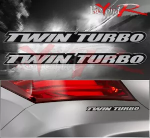 2X Twin Turbo Black Jdm Emblem Decal Sticker Badge Bumper Dash Interior Window - Bild 1 von 1