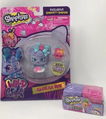 Shopkins Shoppets Wild Style Ambear Bow Bear 蜂蜜壶 奖金 2 Shopkins — 第 1/4 张图片