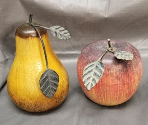 Pear and apple resin or ceramic pear 5.5 tall apple 4" tall - Picture 1 of 15