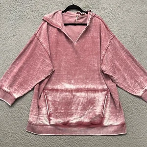 Sudadera con Capucha Free People Mujer L Roja Burnout Gran Tamaño Boho Lounge Comfort - Imagen 1 de 11