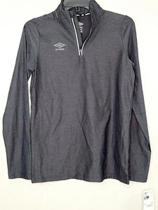 Umbro Jungen Sportshirt schwarz mit schwarzem Logo Langarm 1/4 Reißverschluss neu - Bild 1 von 2